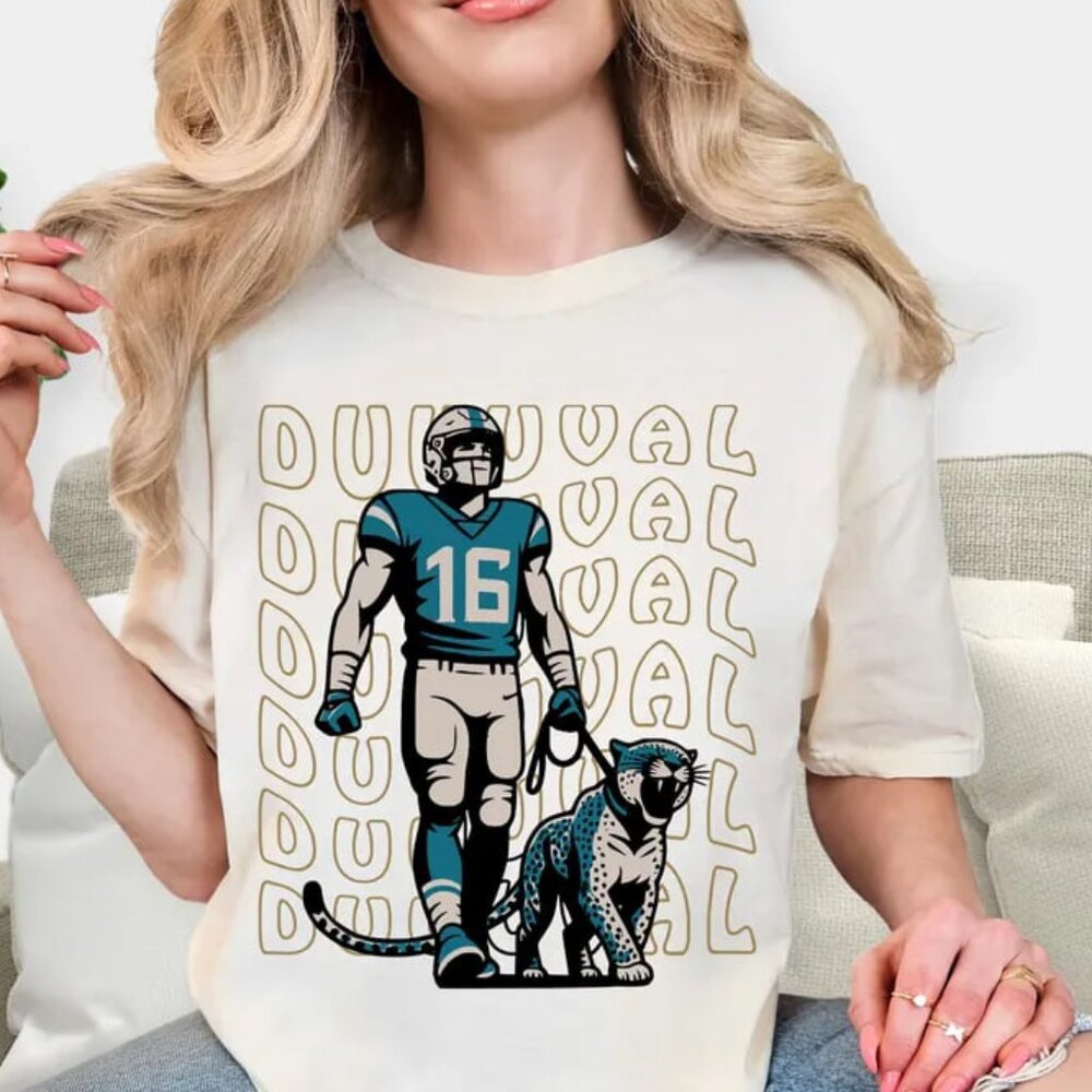 Duval Football Shirt, Retro Jaguar Player Graphic Tee, Unisex Game Day Shirt
